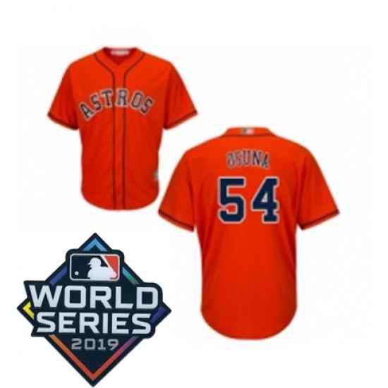 Mens Houston Astros 54 Roberto Osuna Replica Orange Alternate Cool Base Baseball jersey